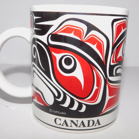 Discover Canada Capilano  Haida Animal Art  White Red Black Coffee Tea Mug - Picture 4 of 8